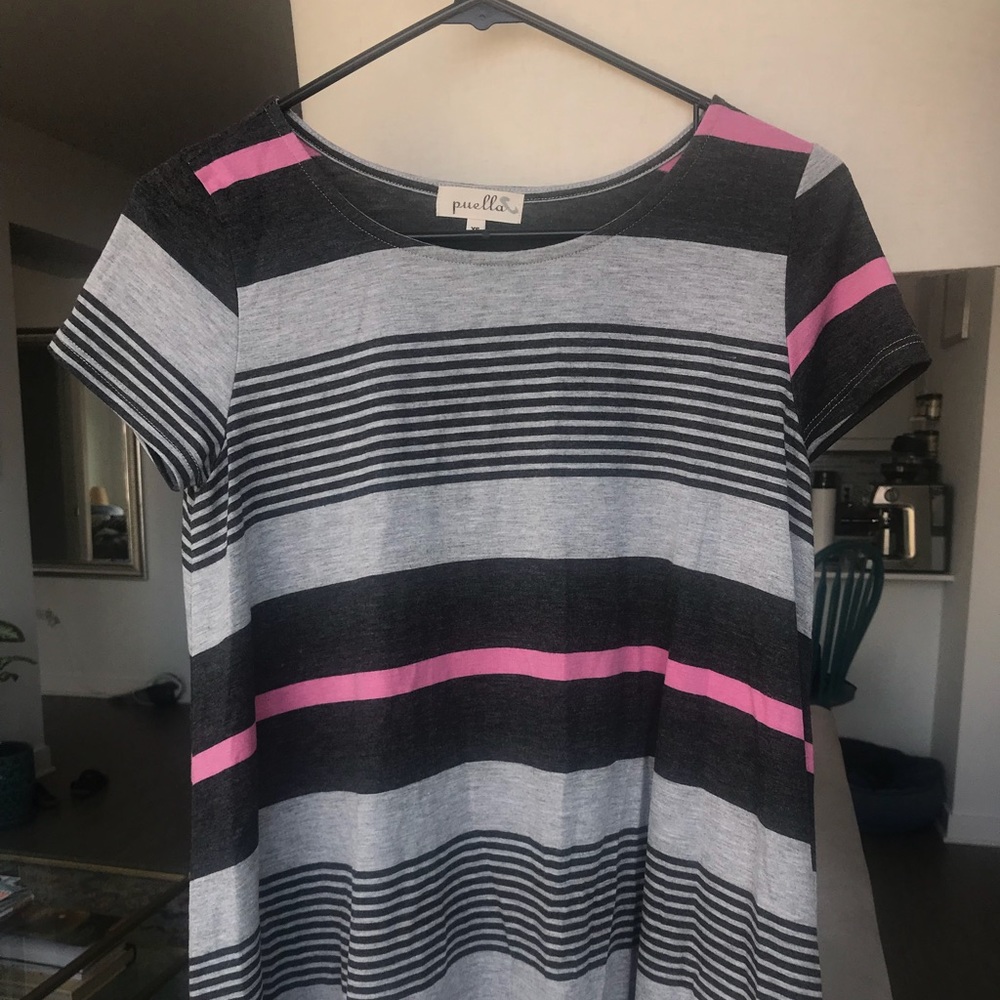 Anthropologie Puella Pink & Gray Swing Tee